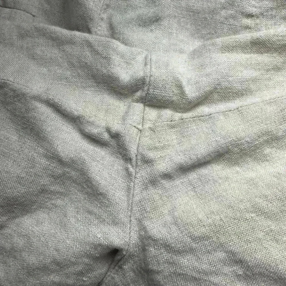 Talbots Womens 10 100% Linen High Rise Pants Wide leg Side Button Light Beige - Picture 10 of 12
